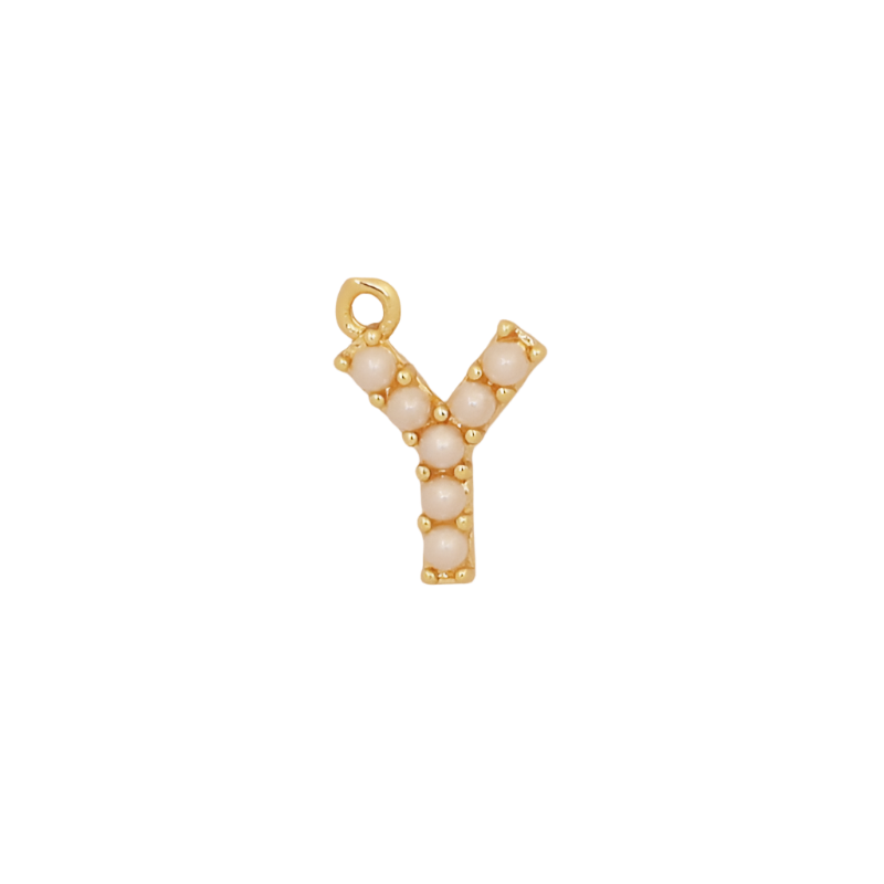 Gold Pearl Letter Y Initial Charm
