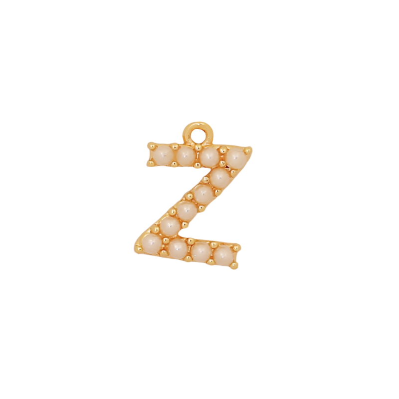 Gold Pearl Letter Z Initial Charm