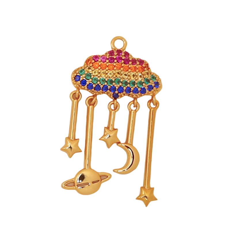 Gold Rainbow Cloud Celestial Dangle Charm