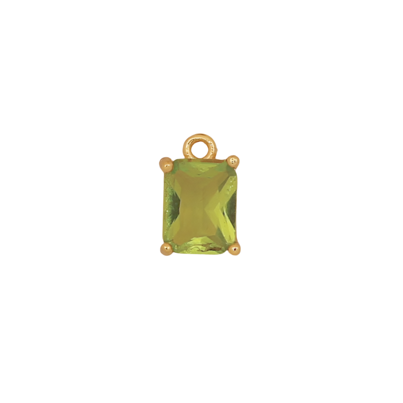 Green Rectangle Baguette CZ Charm