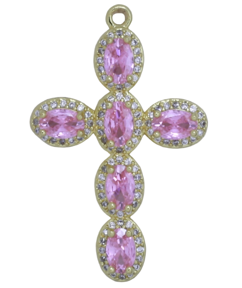 Large CZ Gold Cross Charm