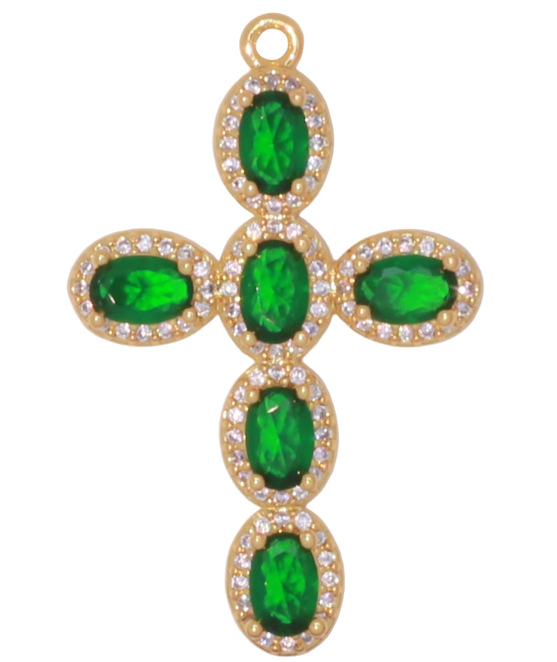 Large CZ Gold Cross Charm