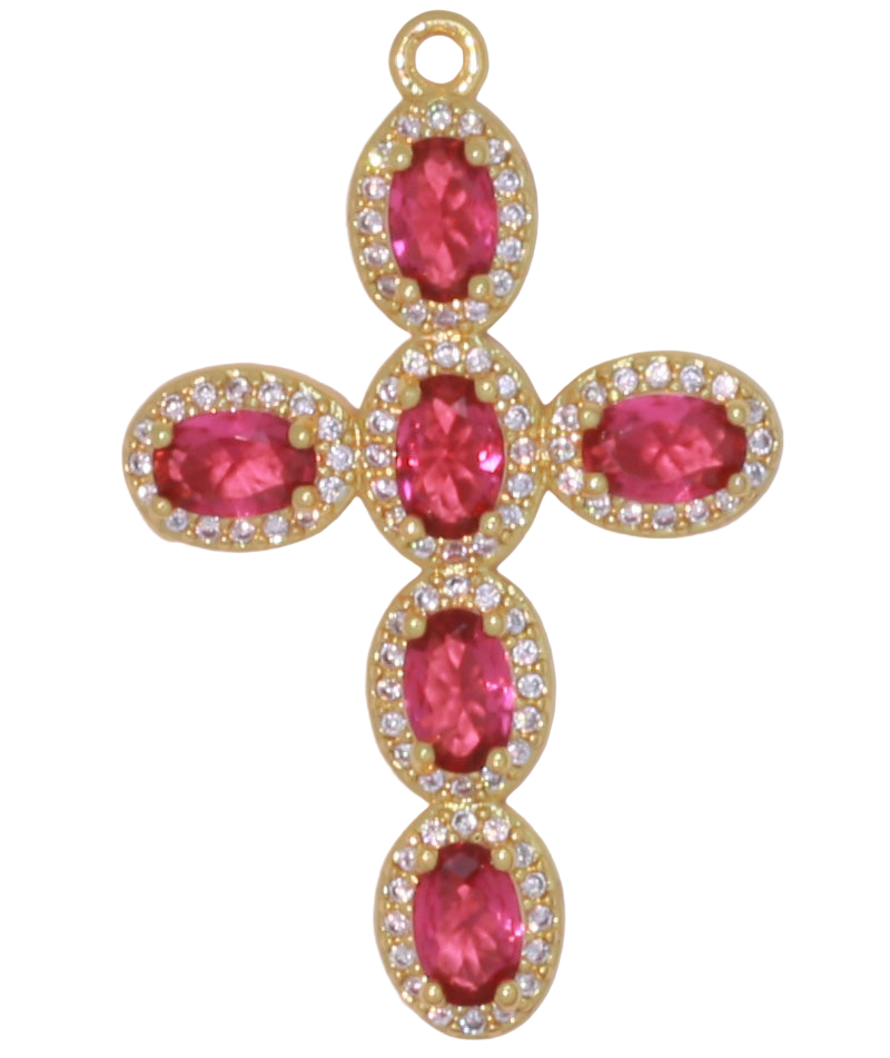 Large CZ Gold Cross Charm