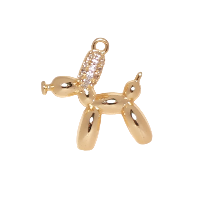 Gold CZ Balloon Dog Charm
