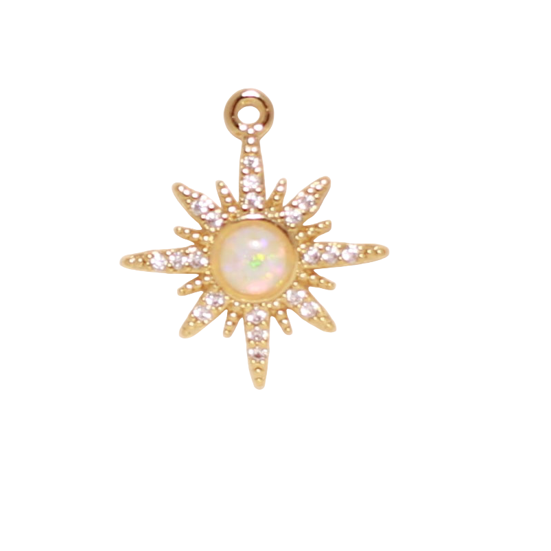 Small Gold Opal Star Charm