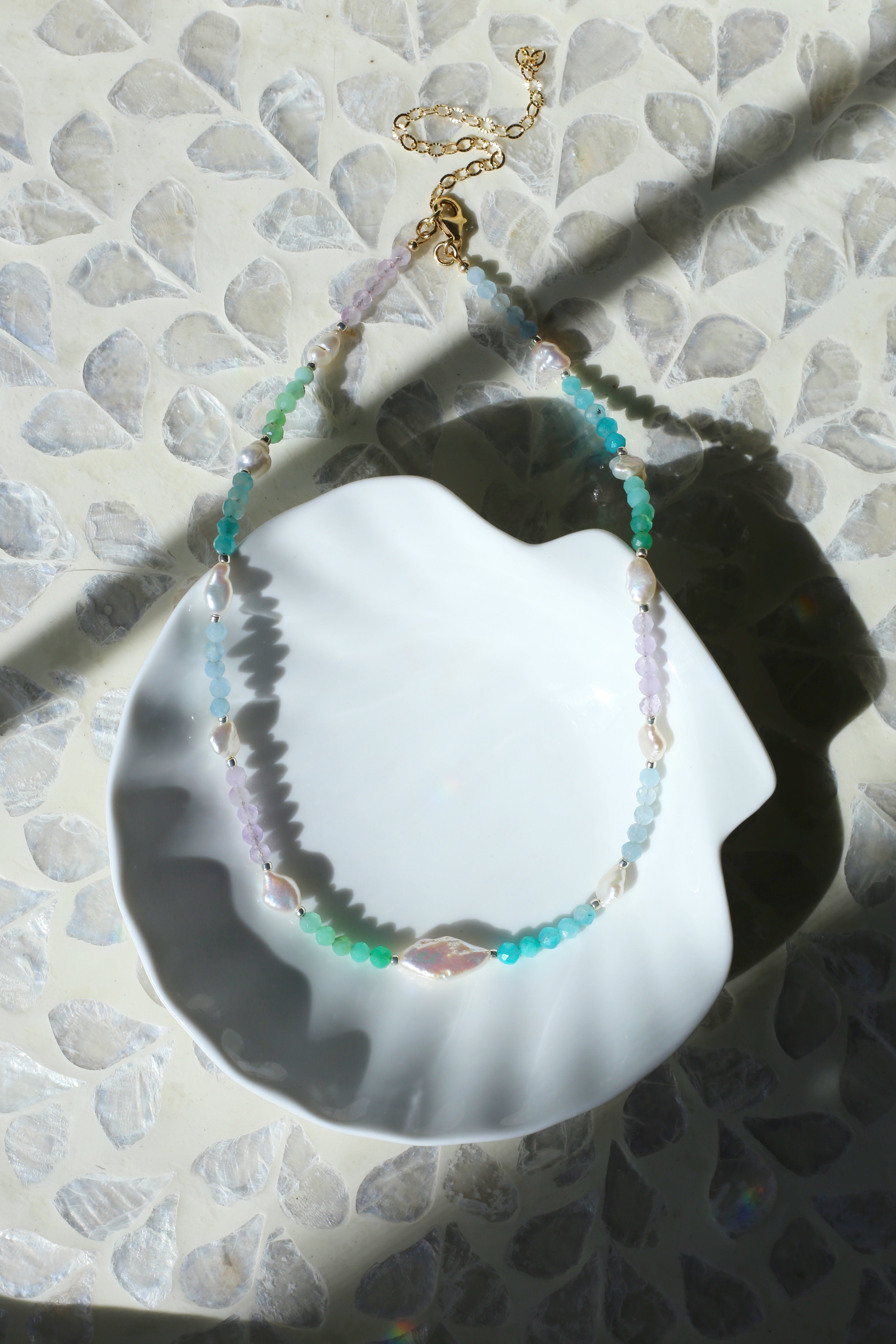 Joy Gemstone Freshwater Pearl Necklace on Shell Tray