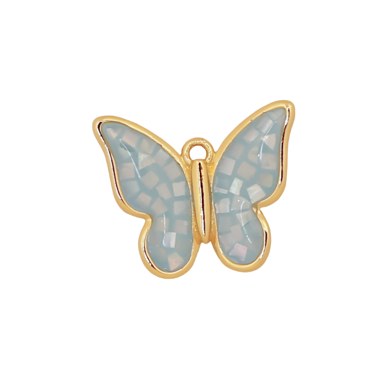 Large Blue Mother of Pearl Butterfly Charm