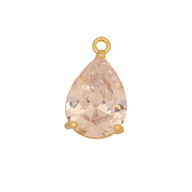 Large Clear CZ Teardrop Charm