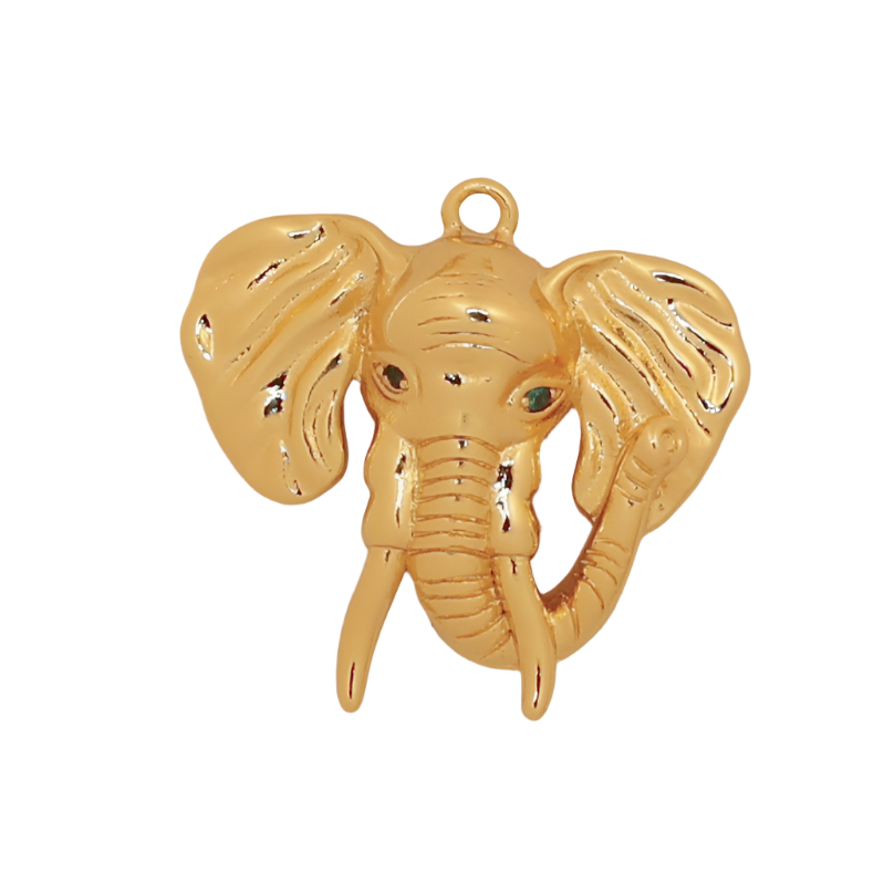 Large Gold Elephant Head Charm