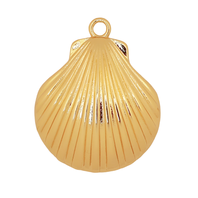 Large Gold Scallop Shell Charm