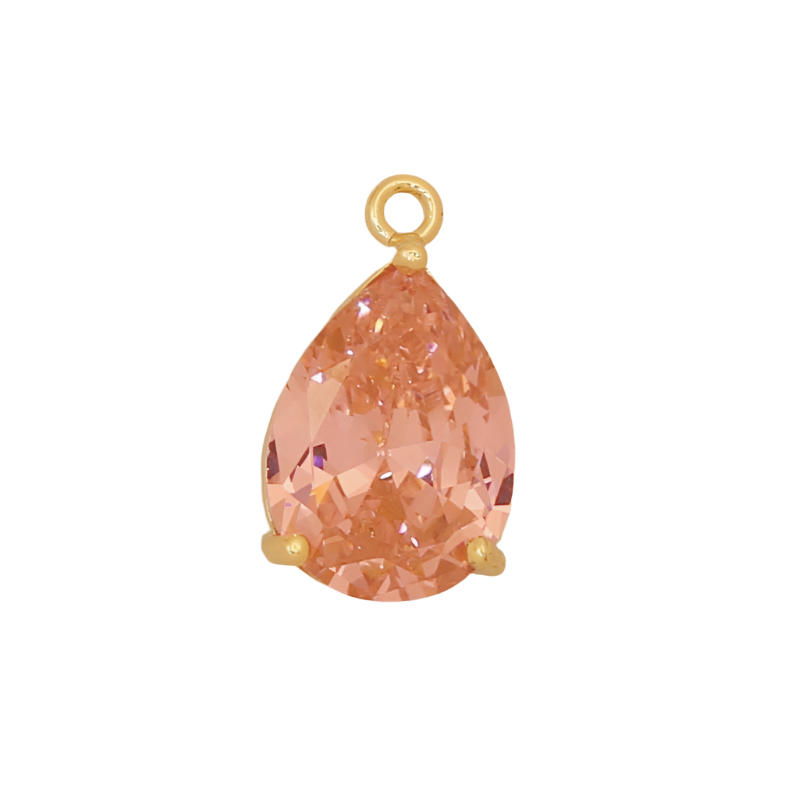 Large Pink CZ Teardrop Charm