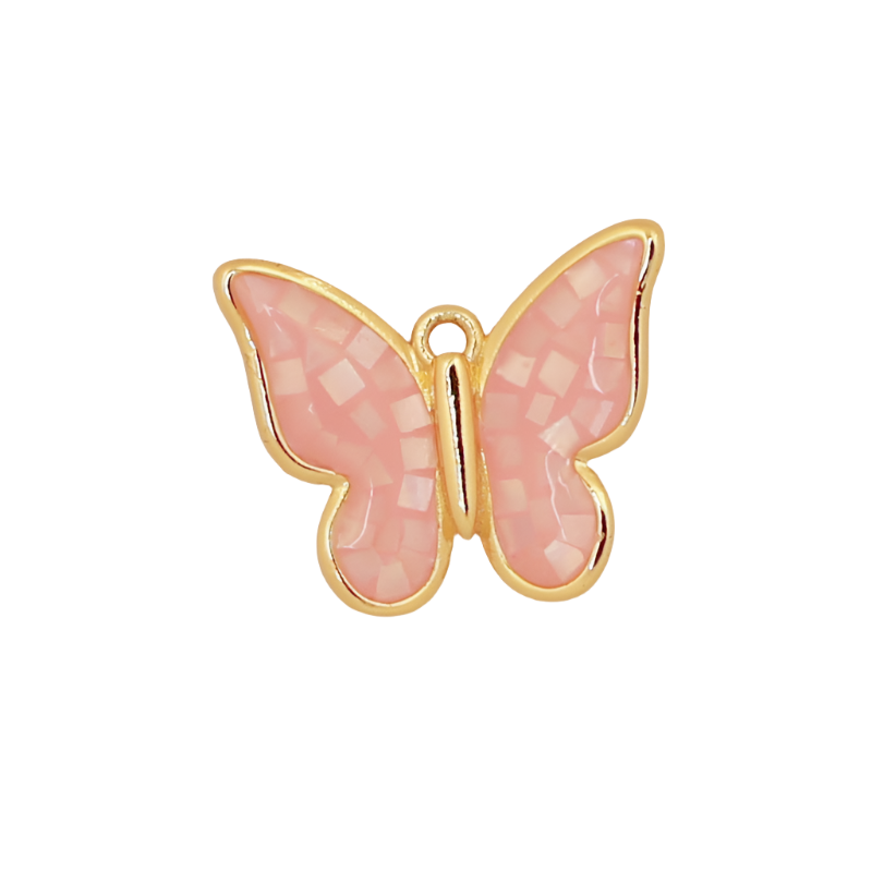 Large Pink Mother of Pearl Butterfly Charm