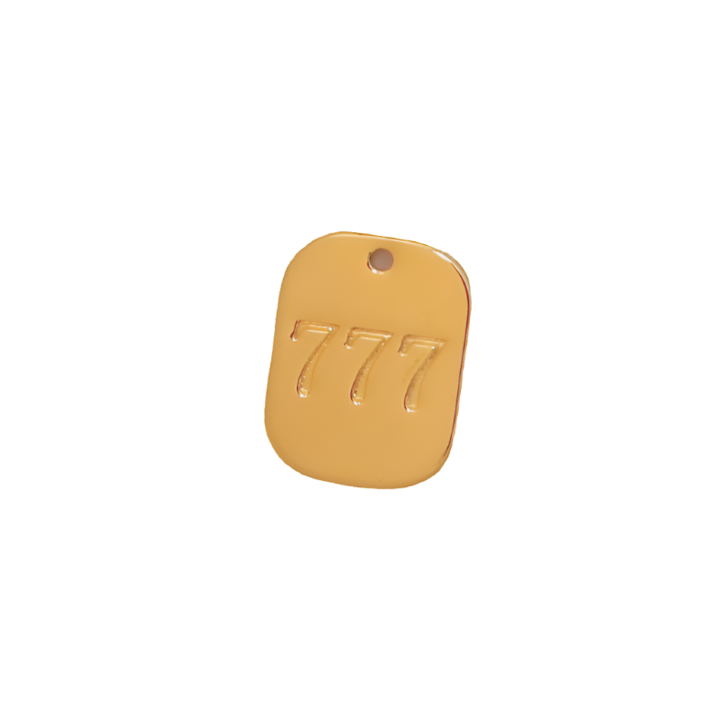 Medium Gold Stamped Angel Number 777 Charm