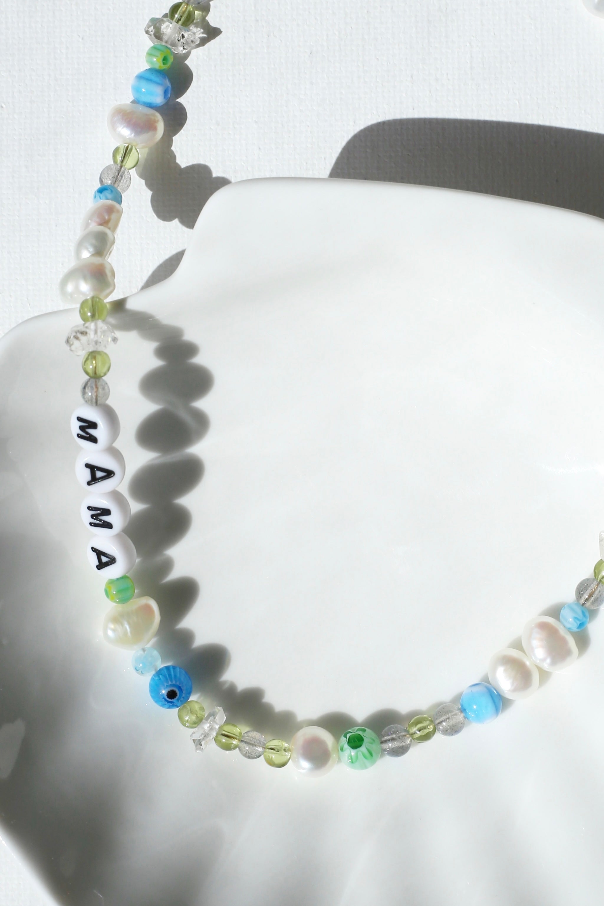 Meraki Gemstone AAA Freshwater Pearl and Herkimer Diamond Necklace