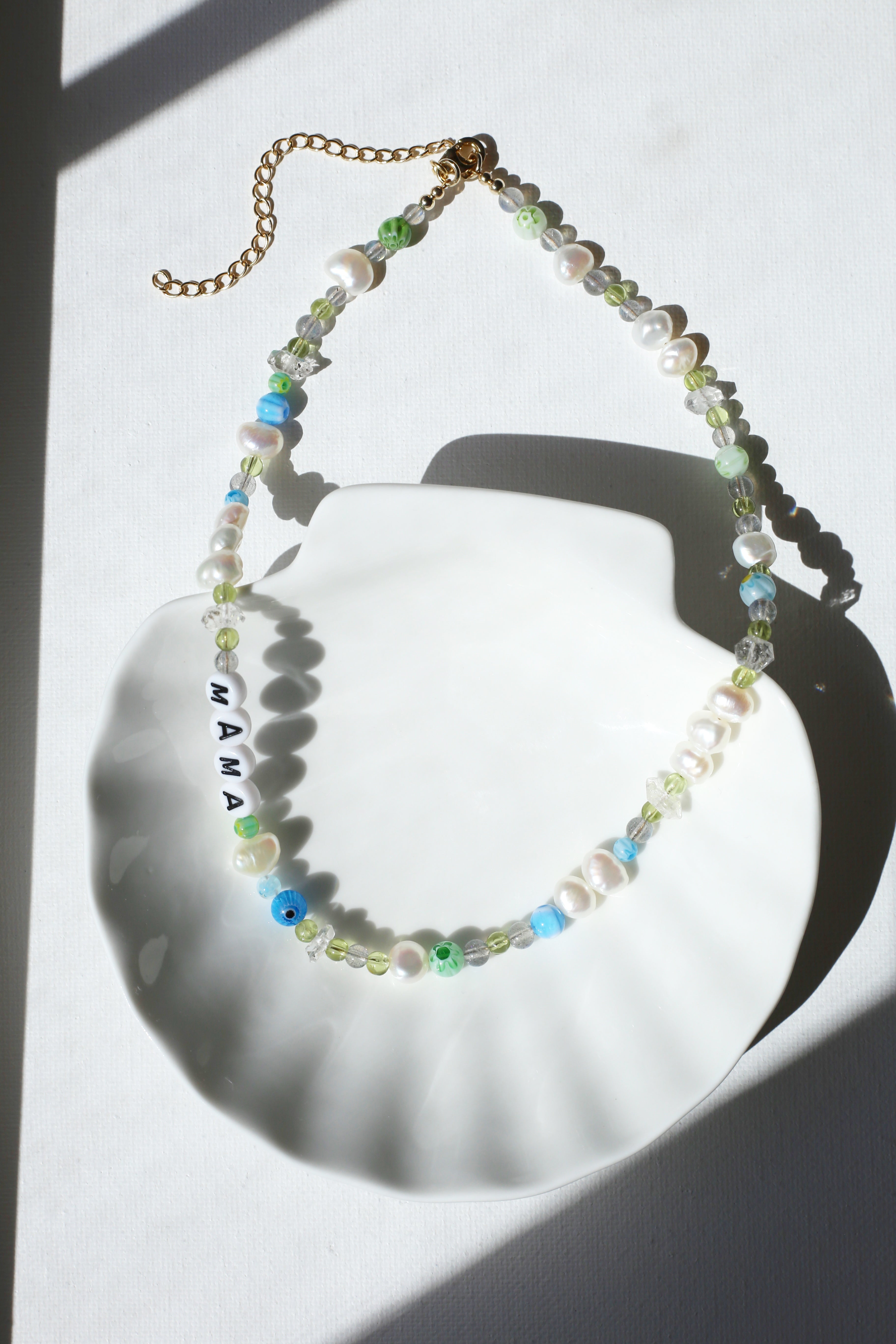 Meraki Gemstone AAA Freshwater Pearl and Herkimer Diamond Necklace Full