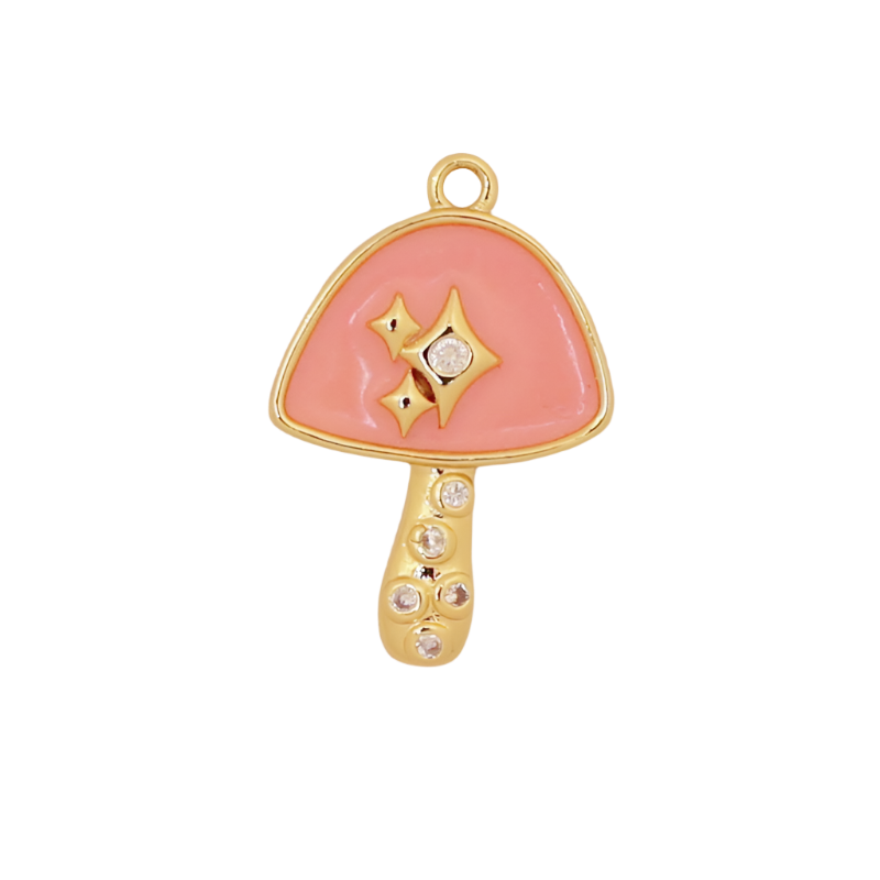 Pink Gold CZ Celestial Shroom Charm
