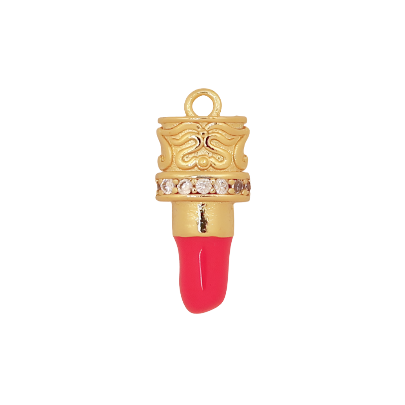 Pink Gold Lipstick Charm