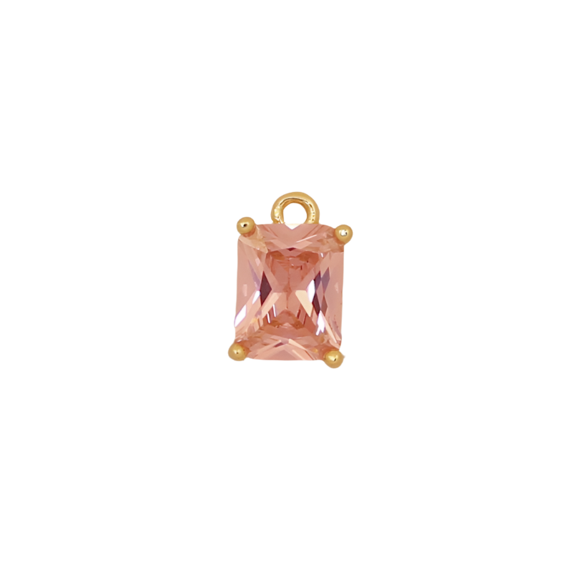 Pink Rectangle Baguette CZ Charm