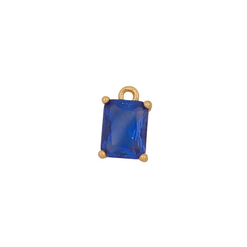 Royal Blue Rectangle Baguette CZ Charm