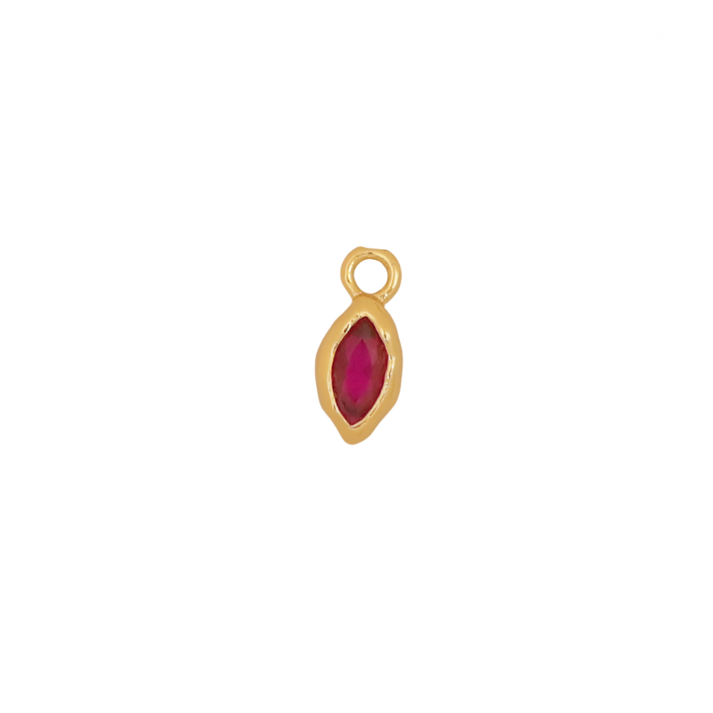 Small Oval Gold CZ Birthstone Charm
