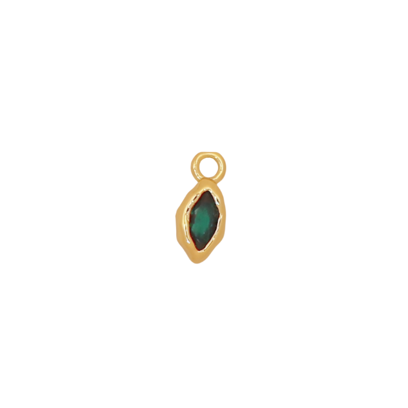 Small Oval Gold CZ Birthstone Charm