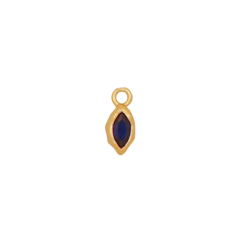 Small Oval Gold CZ Birthstone Charm
