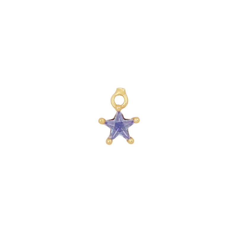 Dainty Star Birthstone CZ Charm