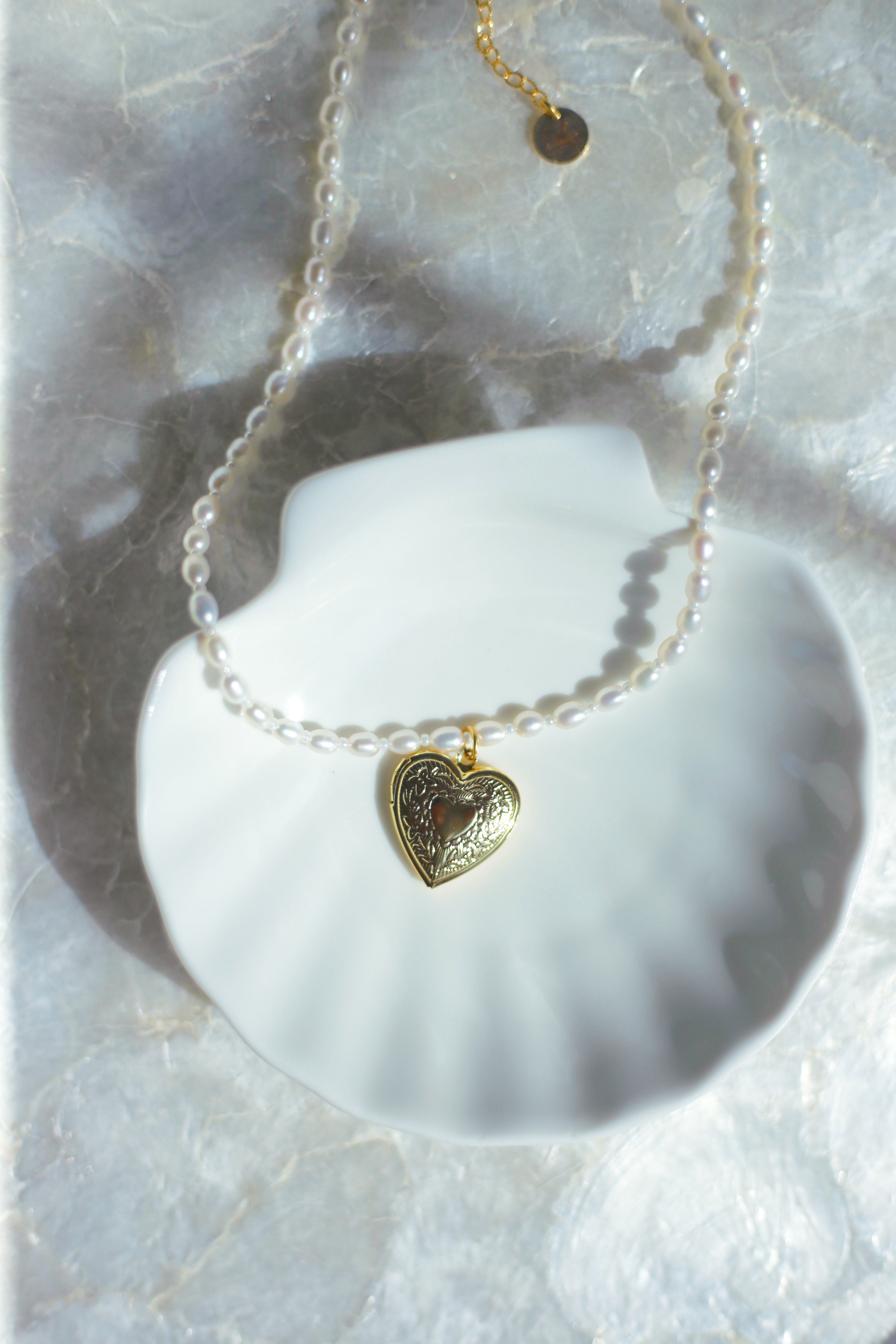 Heart Locket Pearl Necklace