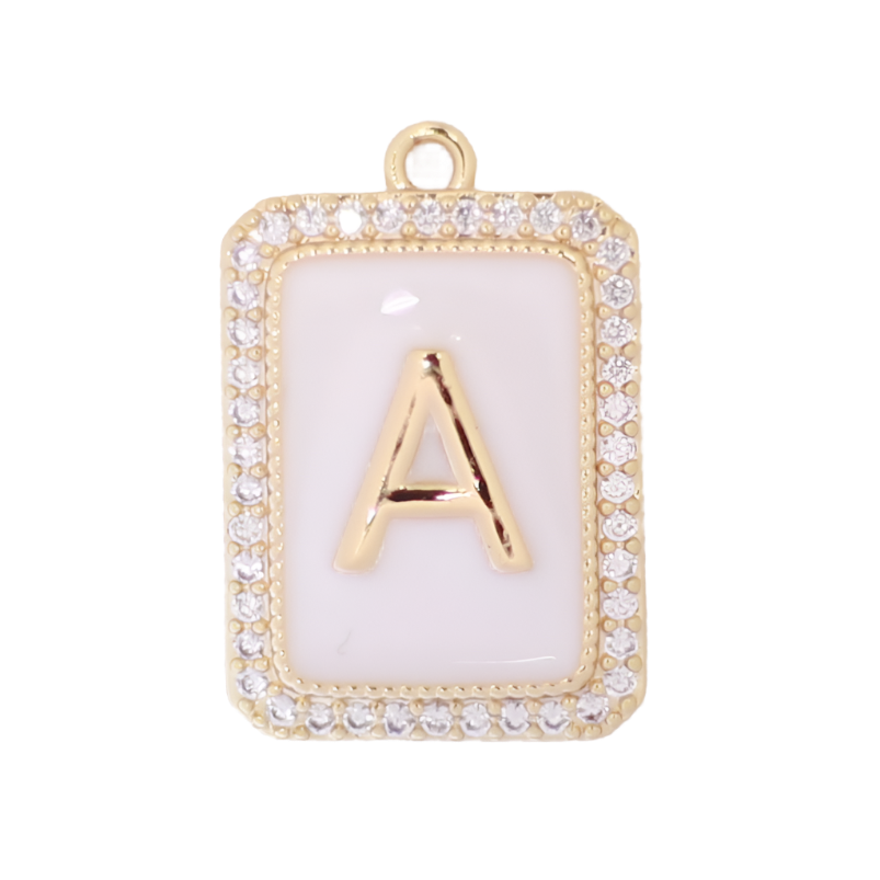 White Enamel Initial Letter A Charm