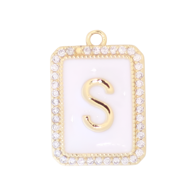 White Enamel Initial Letter S Charm