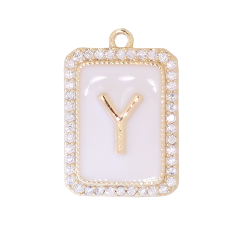 White Enamel Initial Letter Y Charm