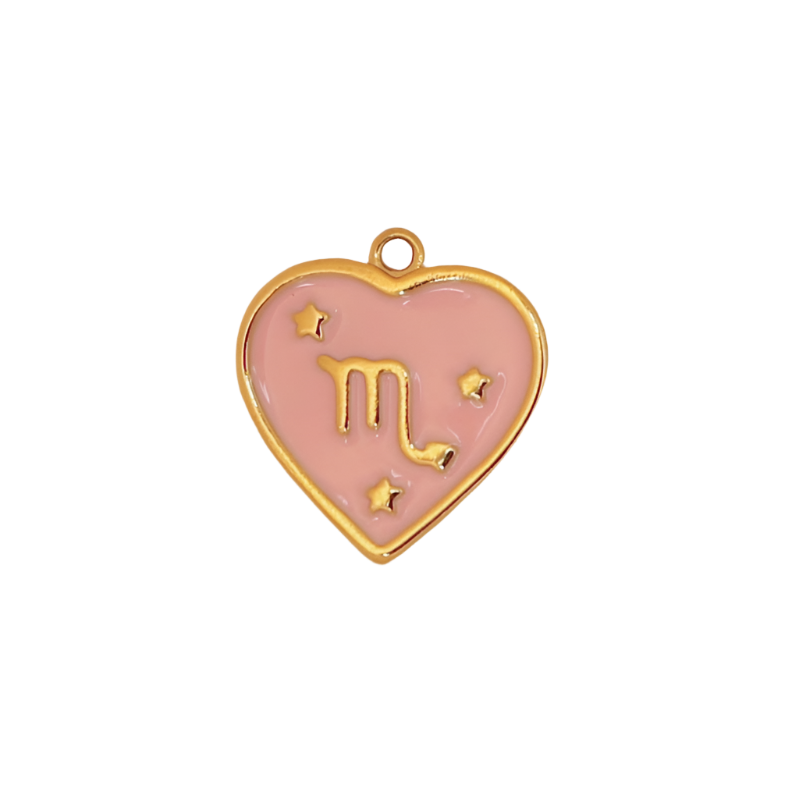 Zodiac Pink Heart Scorpio Charm