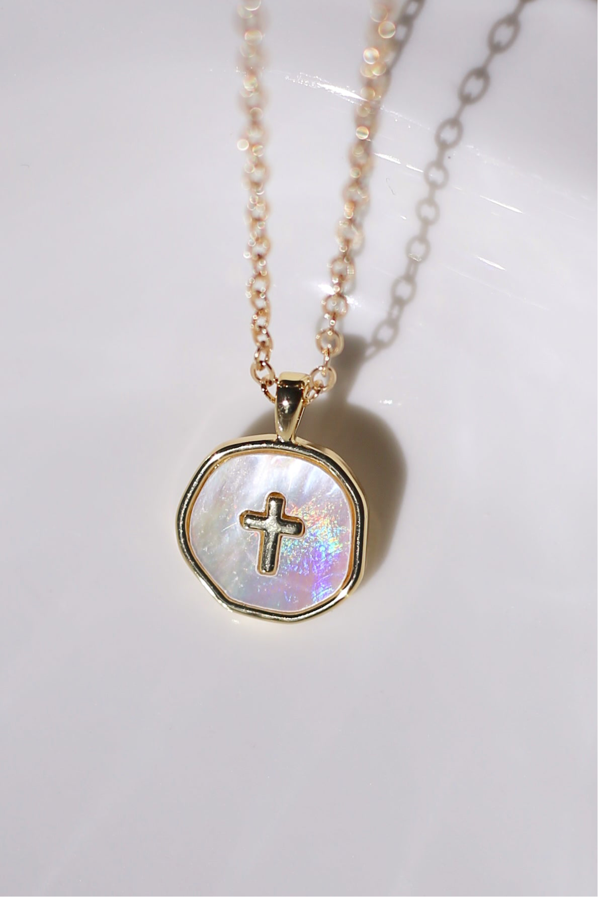 Ruth - Mother of Pearl Circle Cross