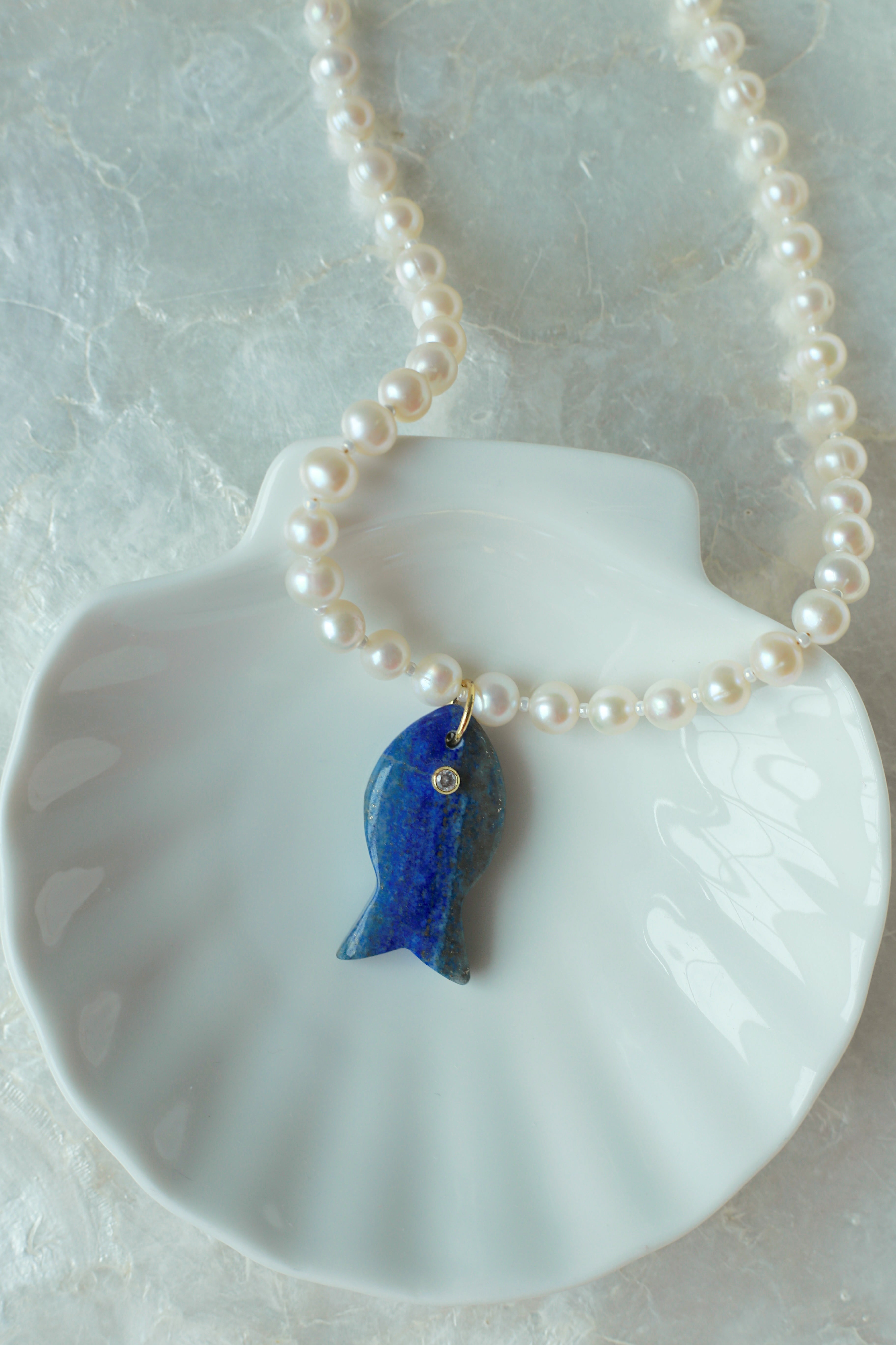Blue Fish Pearl Necklace