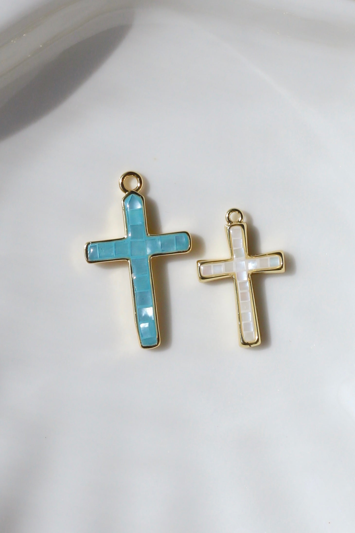 Small Mother of Pearl Cross Charm