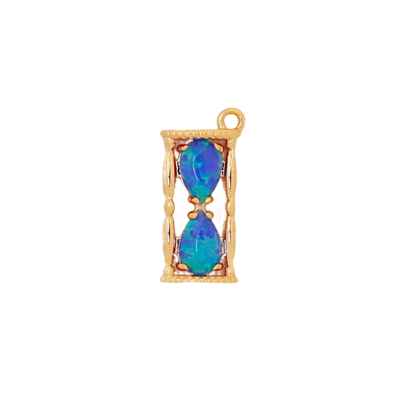 Blue Gold Hourglass Charm