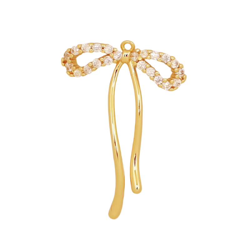 CZ Loop Gold Bow Charm