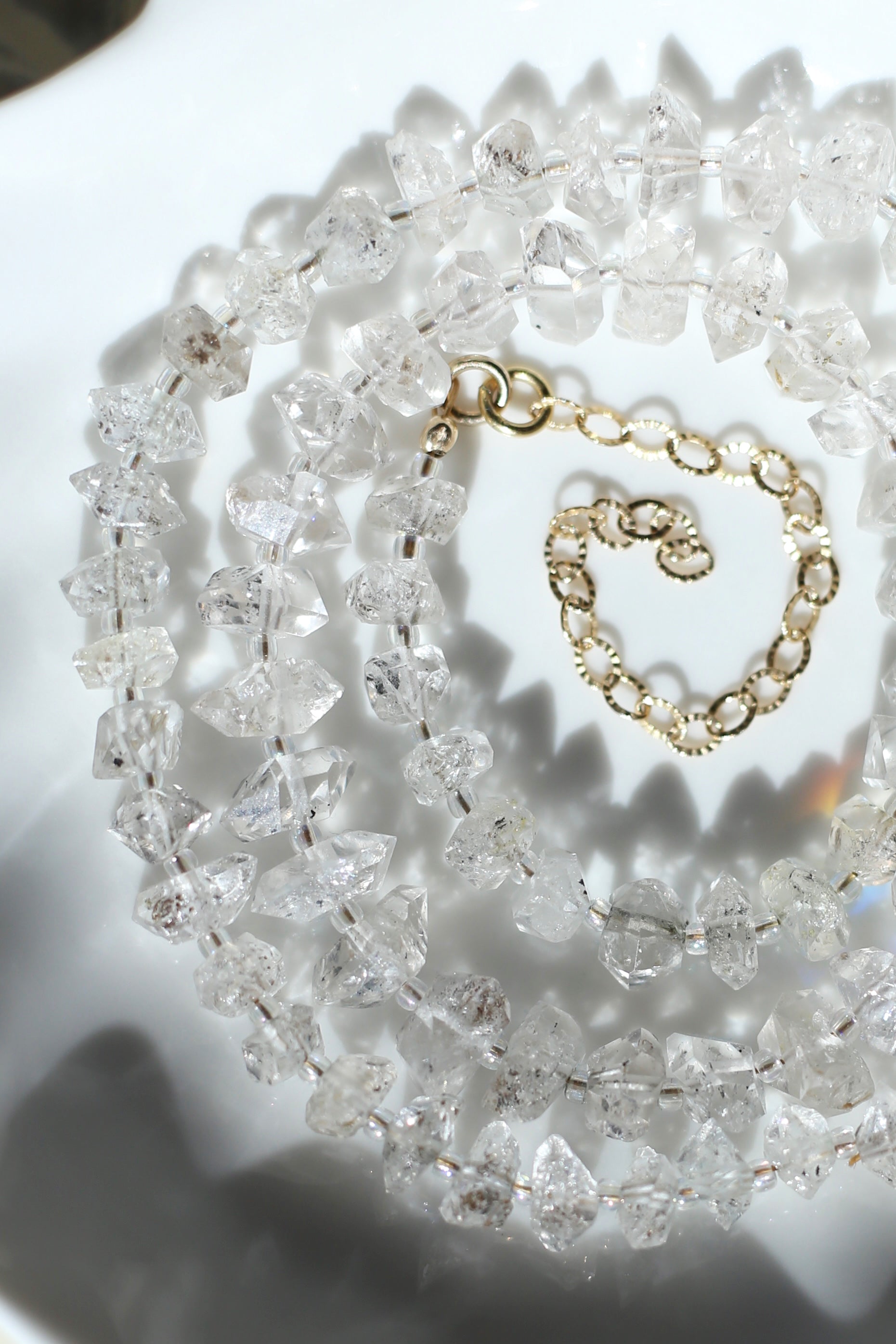Celestina Herkimer Diamond Necklace Coiled Up Close