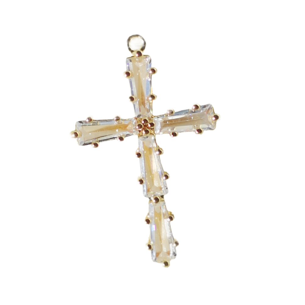 Clear CZ Baguette Cross Charm