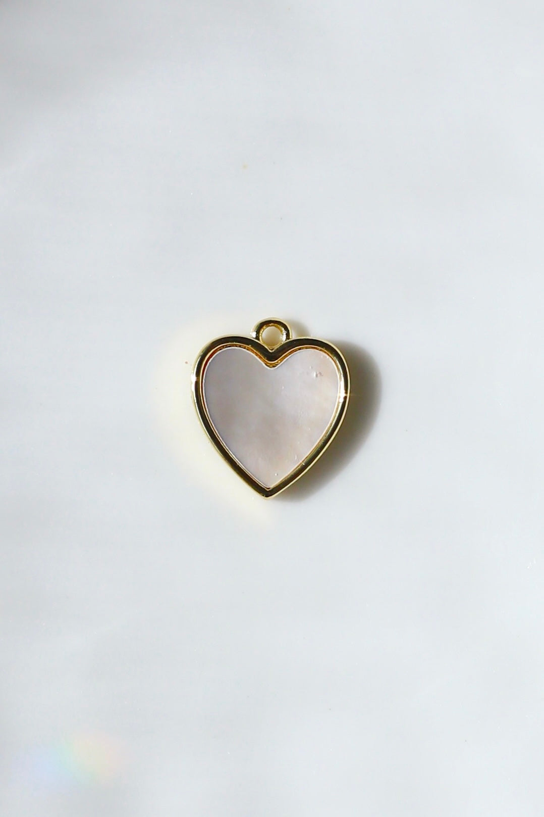 Gold Edged Mother of Pearl Heart Charm