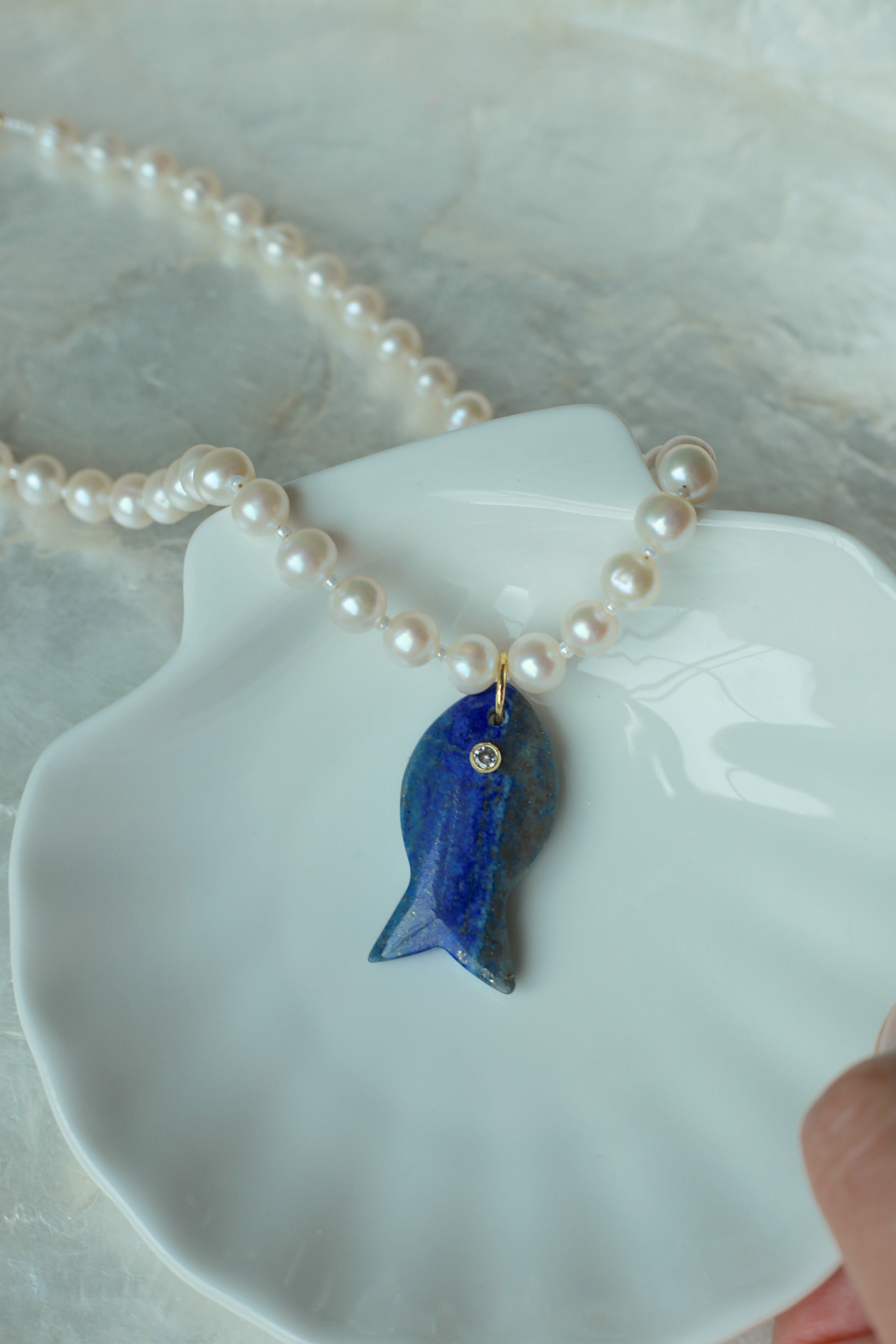 Blue Fish Pearl Necklace