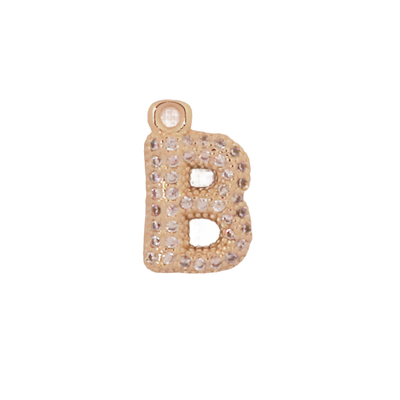 Gold Bubble CZ Letter B Initial Charm