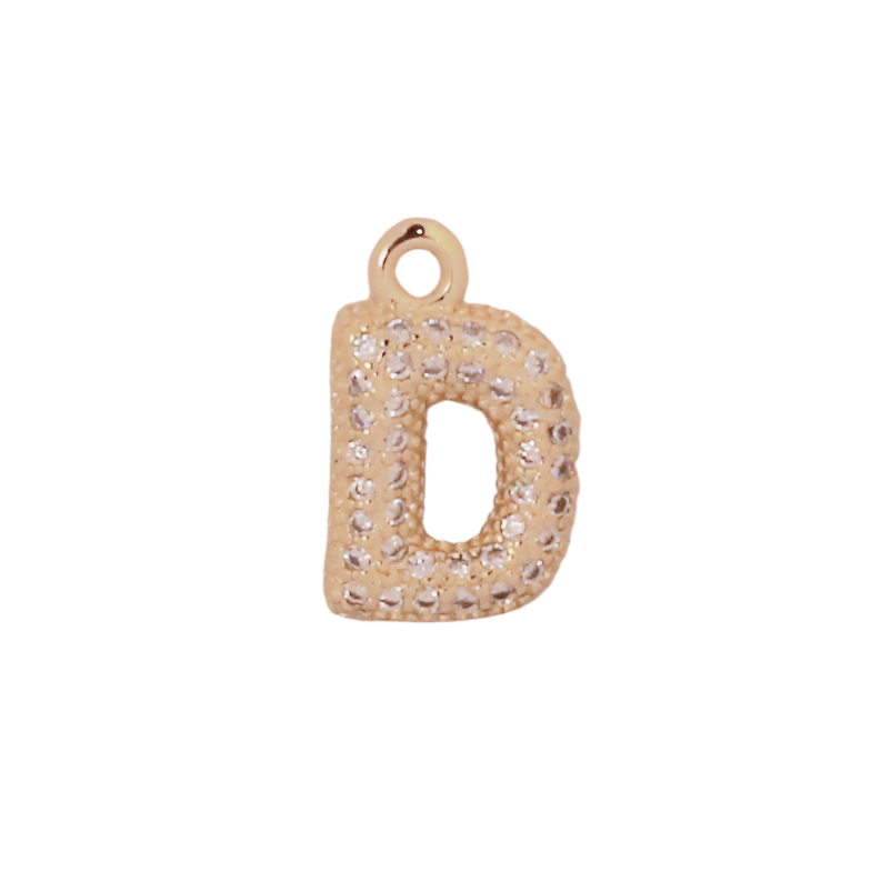 Gold Bubble CZ Letter D Initial Charm
