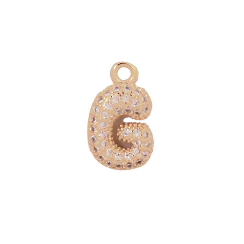 Gold Bubble CZ Letter G Initial Charm