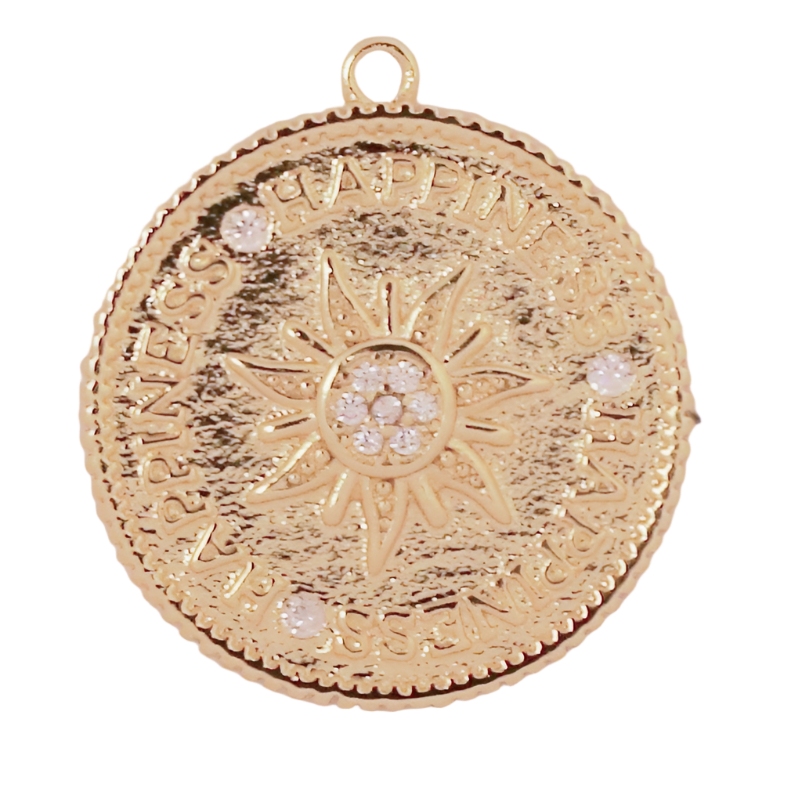 Gold CZ Happiness Charm