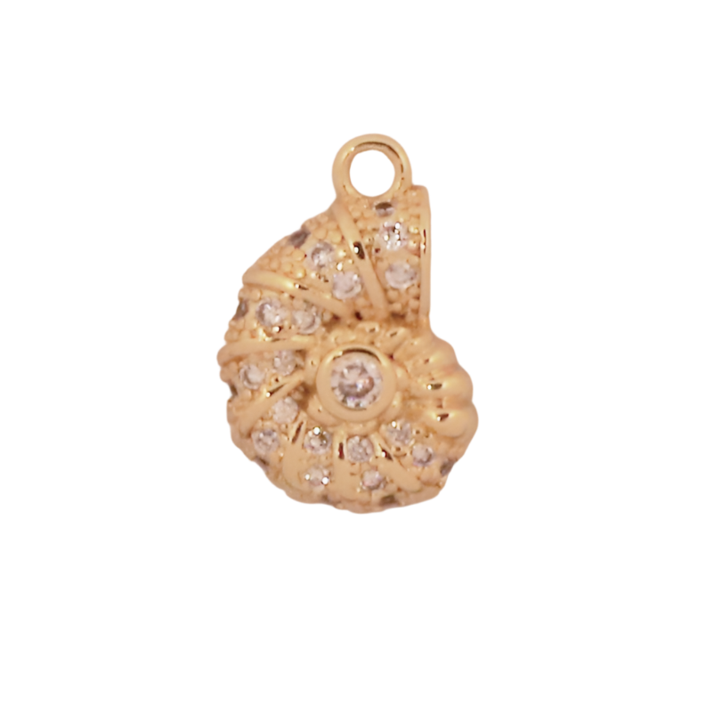Gold CZ Nautilus Shell Charm