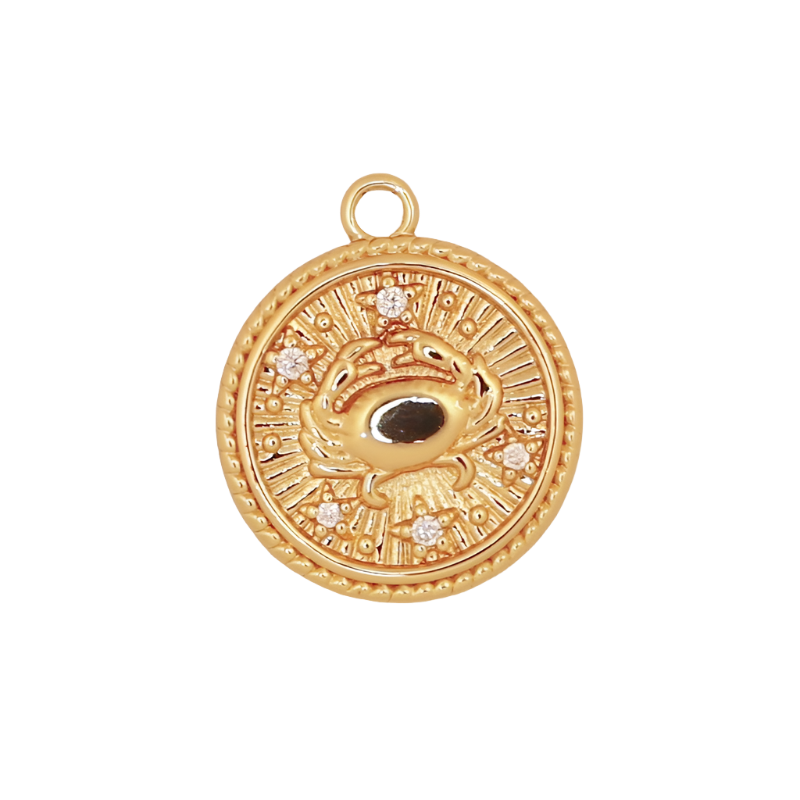 Gold CZ Zodiac Cancer Charm