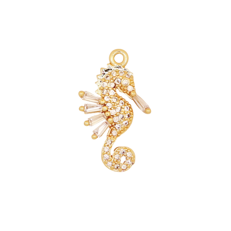 Gold Fancy Seahorse Charm