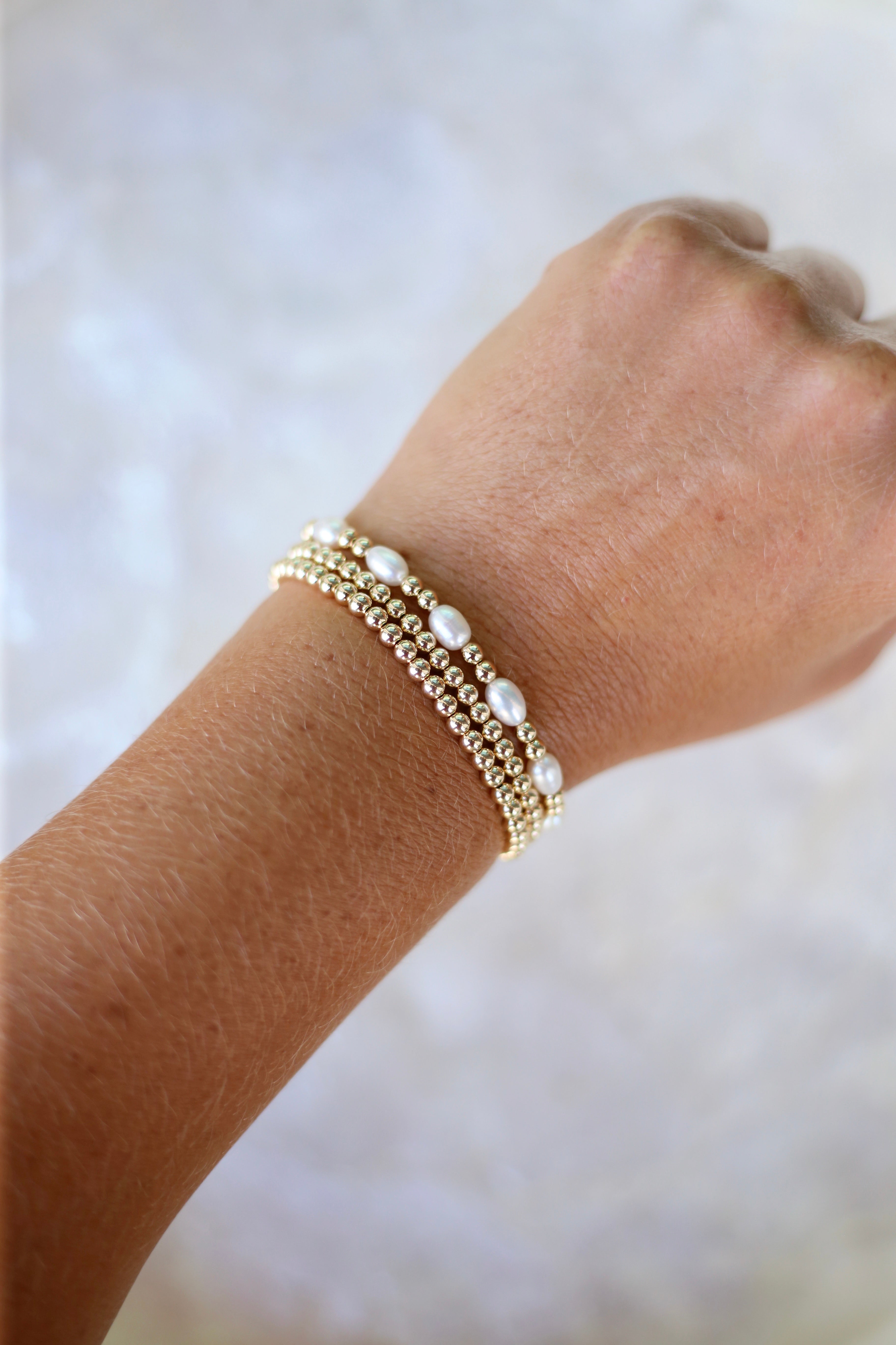 Gold Filled Coco Bracelet With Pearls On Wrist