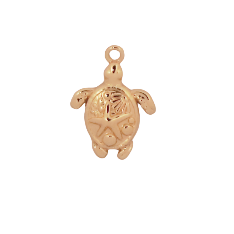 Gold Starfish Sea Turtle Charm